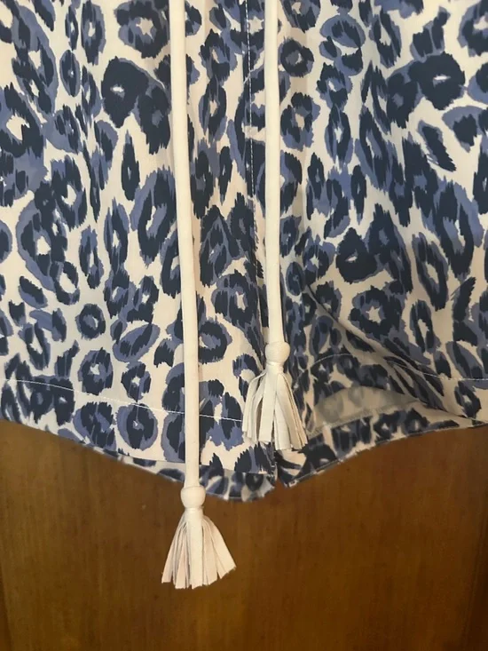 NEW Johnny Was CALME Blue Leopard Print Board Drawstring Beach Shorts Medium - Picture 10 of 15